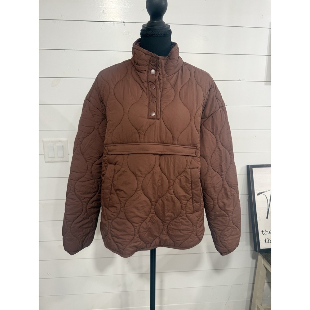 Pacsun Active Women's Brown Quilted Quarter Button Pullover Insulated Jacket XS
